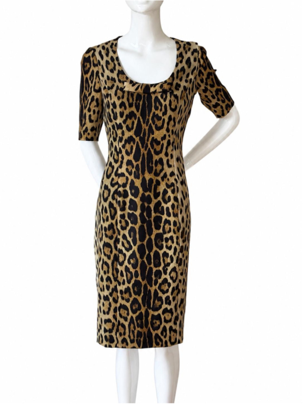 Moschino Leopard Print Bodycon Dress IT42 US8 Vintage
